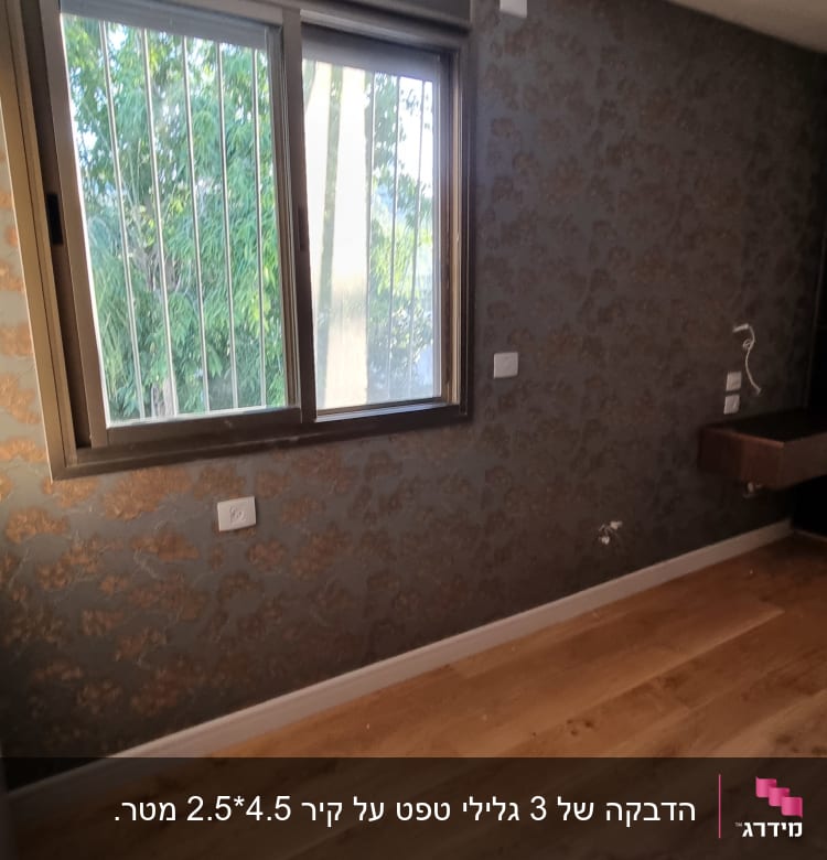 טפט עם דוגמת פרחים על קיר בחדר